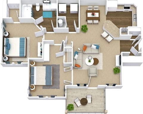 Floor plan for 2 beds, 1 bath, 1089 sqft